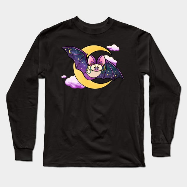 Moon Bat Long Sleeve T-Shirt by Holly_Pierson_Art